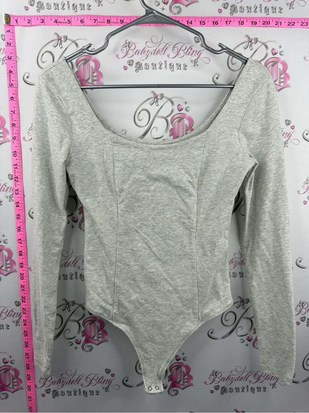 Abercrombie & Fitch soft collection Light Gray Long Sleeve Scoop Neck Bodysuit